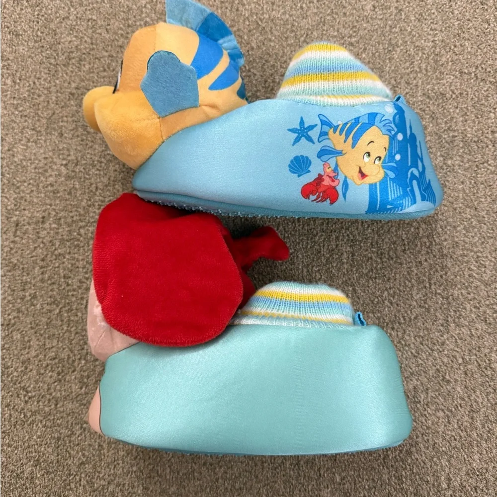 Disney Ariel and Flounder Kids Slippers - Red and Yellow Sz 9/10